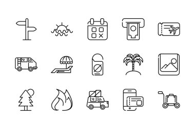 vacation tourism travel thick line