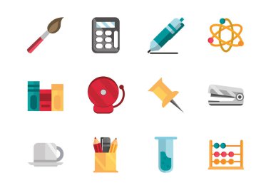 school and education supplies icons set