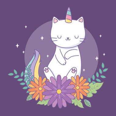 Çiçek süslemeli şirin bir caticorn.