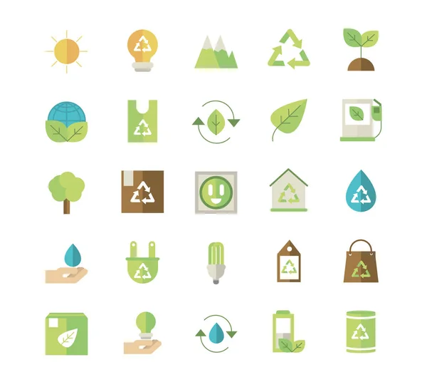 Ecological green energy icons collection — Stockvektor