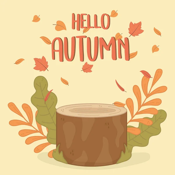 Autumn season trunk and leafs — Stock vektor