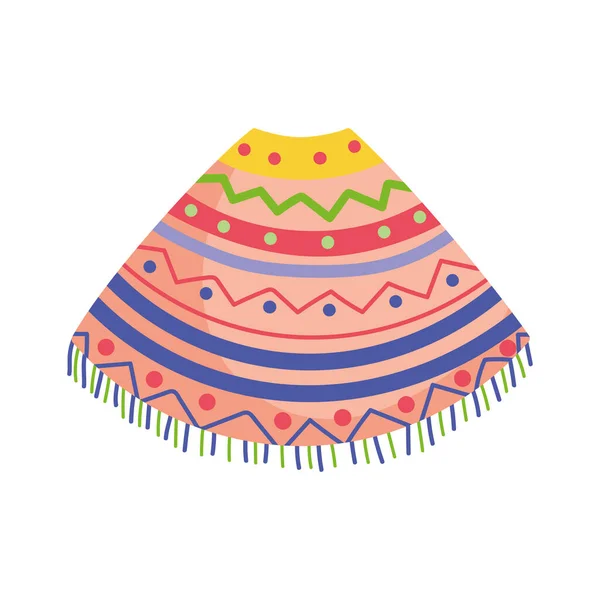 Colored poncho clothes traditional mexico icon — Vector de stock