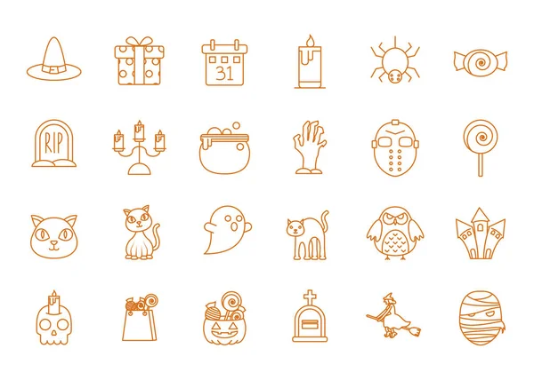 Happy halloween celebration icons set color line — Vector de stock