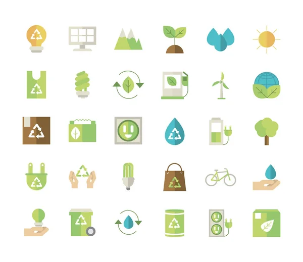 Ecological green energy icons collection — Vettoriale Stock