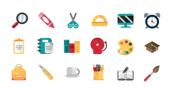 School and education supplies icons set — Image vectorielle