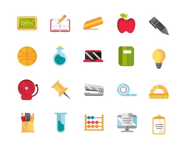 School and education supplies icons set — 스톡 벡터