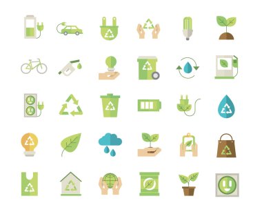 ecological green energy icons collection
