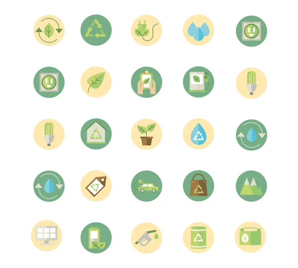 Ecological green energy block icons collection — Stockvector