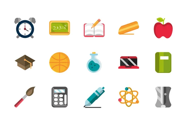 School and education supplies icons set — стоковый вектор