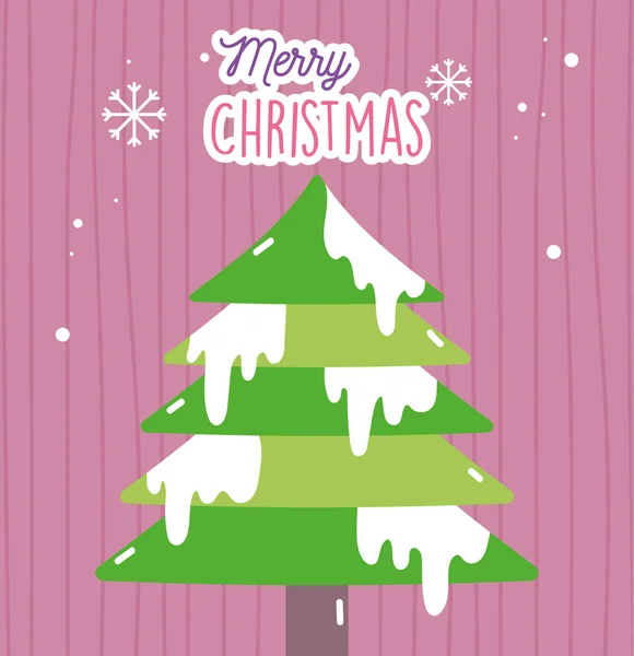 Merry christmas celebration decoration tree with snow — стоковый вектор