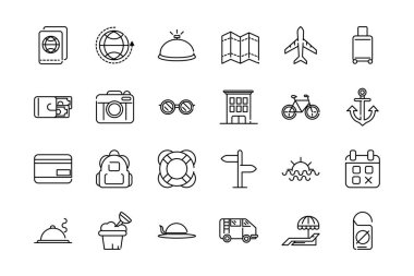 vacation tourism travel thick line