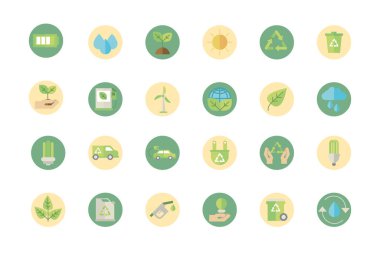 ecological green energy block icons collection