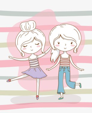 beautiful little girls couple with pastel colors