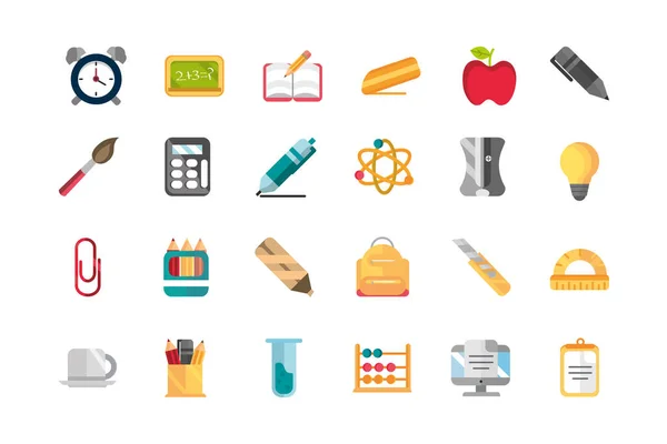 School and education supplies icons set — стоковый вектор