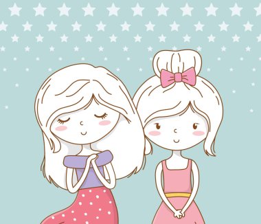 beautiful little girls couple with pastel colors