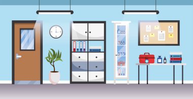 professional hospital room with first aid medicine