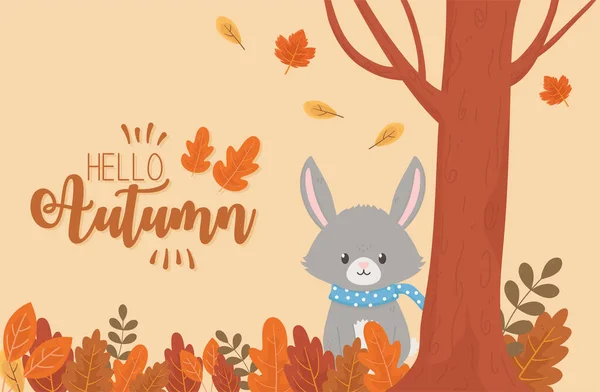 Joli animal bonjour automne saison design — Image vectorielle