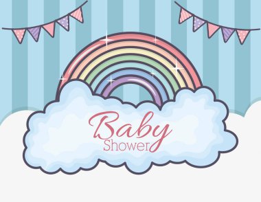 baby shower rainbow clouds bunting stripes background