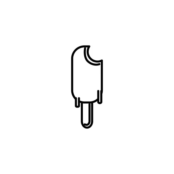 Bitten popsicle ice cream summer icon line — Image vectorielle