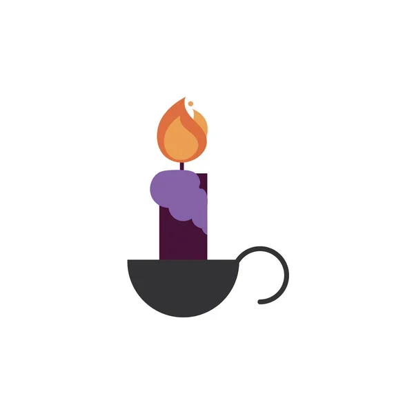 Candle in candlestick trick or treat happy halloween — Image vectorielle