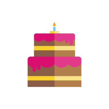 Mutlu yıllar pasta ikonu düz vektör tasarımı