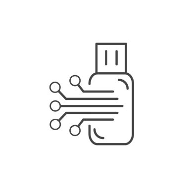 flash usb electronic circuit technology icon line design