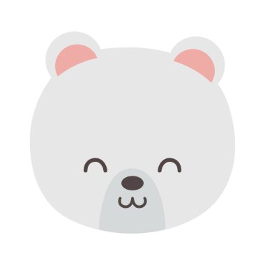 cute polar bear head on white background