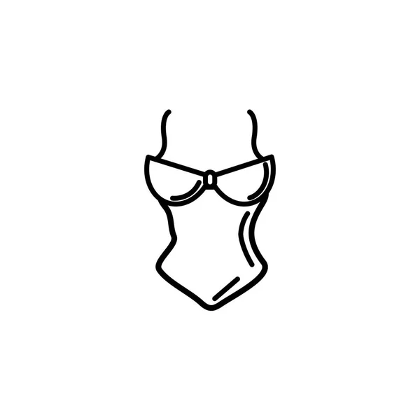 Female swimsuit summer icon line — Image vectorielle