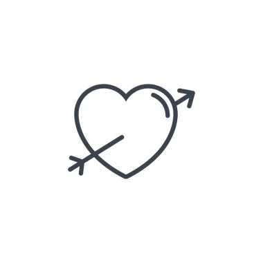 heart pierced arrow icon line design