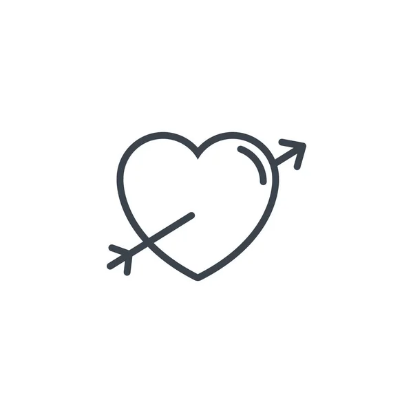Heart pierced arrow icon line design — Διανυσματικό Αρχείο