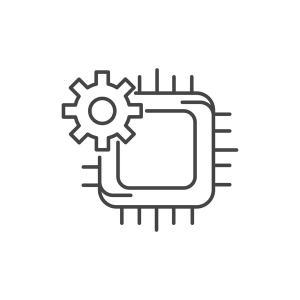 Gear electronic circuit technology icon line design — Stock Vector