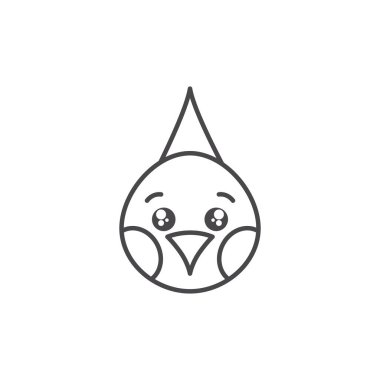 cute bird animal farm line style icon