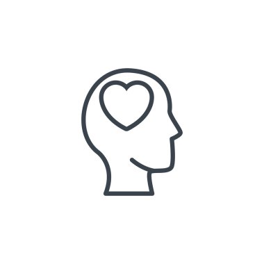 silhouette head heart icon line design