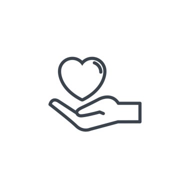 hand with love heart icon line design