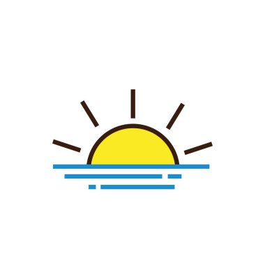 İzole güneş ikonu çizgisi ve vektör tasarımını doldur