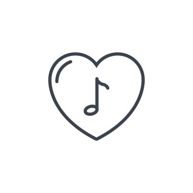 heart note musical icon line design