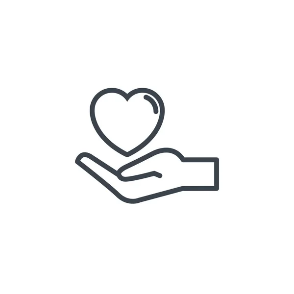Hand with love heart icon line design — Vettoriale Stock