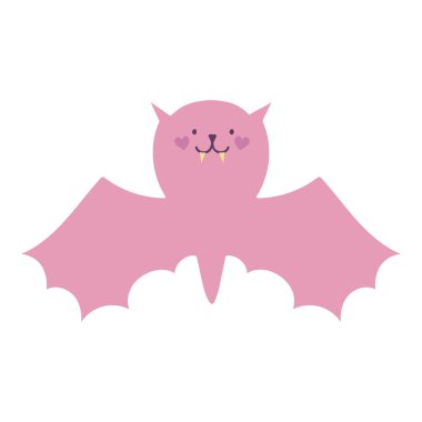 happy halloween celebration pink bat with open wings