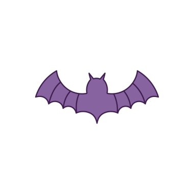 purple bat open wings on white background