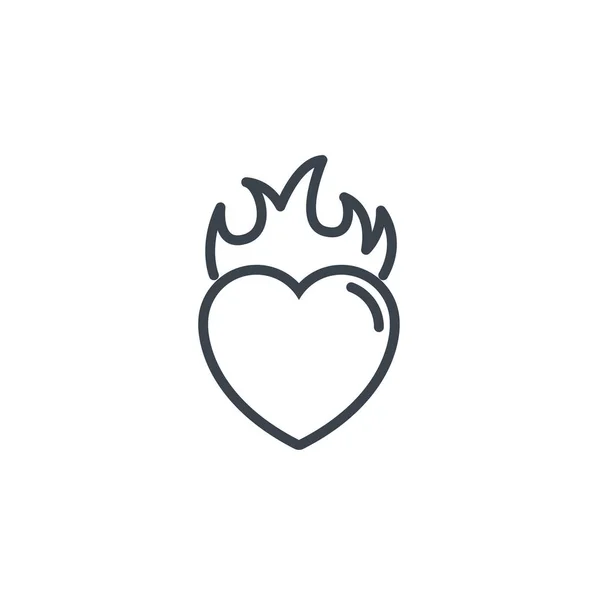 Серце полум'я пристрасть іконка лінія дизайн — стоковий вектор