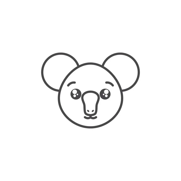 Cute koala woodland animal line style icon — Stok Vektör