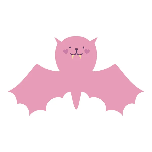 Happy halloween celebration pink bat with open wings — Stockový vektor