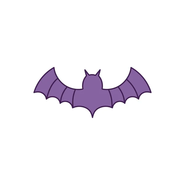 Purple bat open wings on white background — Vector de stock