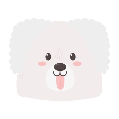 cute dog head tongue out on white background