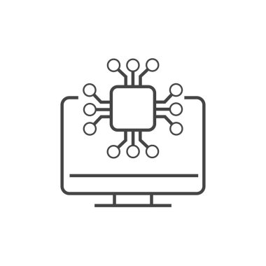 computer electronic circuit technology icon line design
