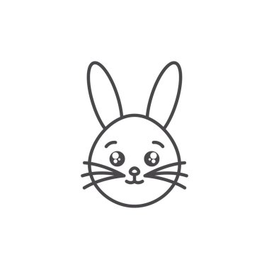 cute rabbit domestic animal head line style icon
