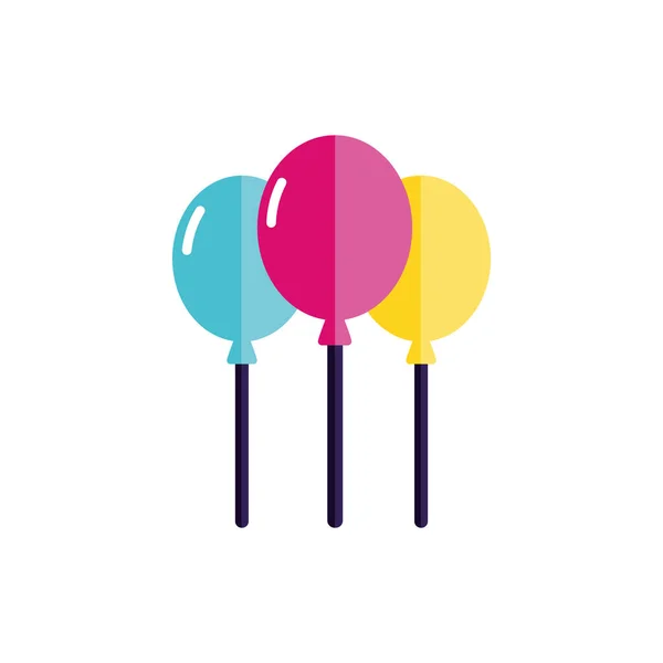Happy birthday balloons icon flat vector design — Stock Vector
