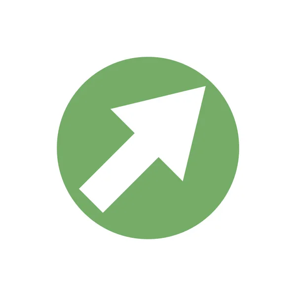 Diagonal direction arrow icon in color circle — Vetor de Stock