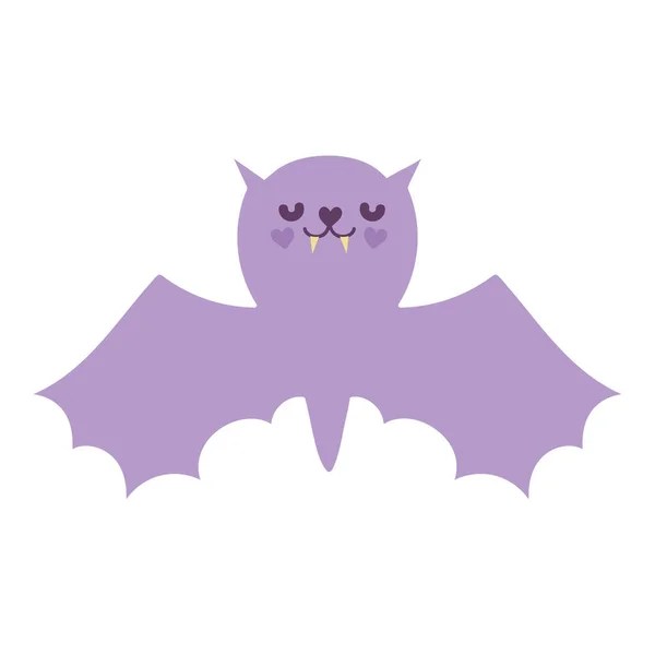 Happy halloween celebration purple bat with open wings — стоковый вектор