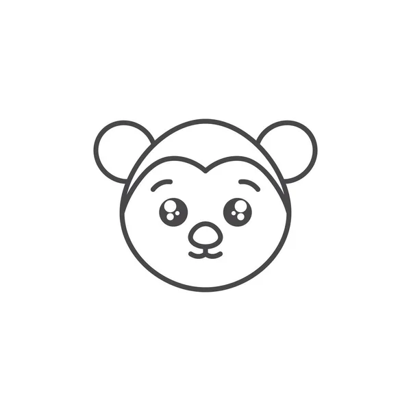 Cute monkey woodland animal line style icon — стоковый вектор